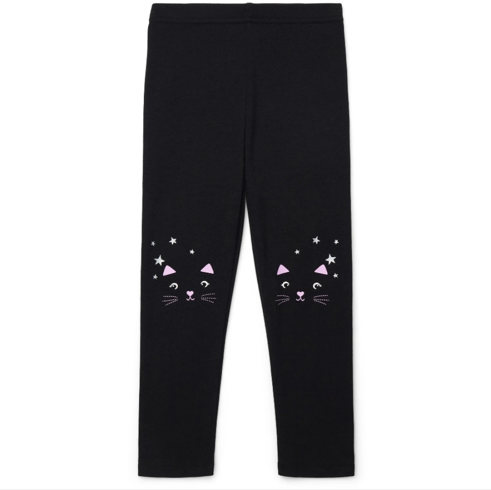 Baby Girls Black & Pink Cat Leggings Size 18 Months